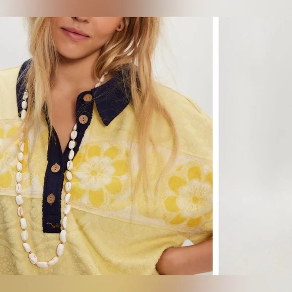 NWT Free People We The Free Always Sunny Tee - yellow combo - large - Picture 4 of 9